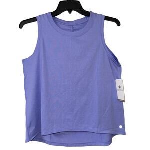 Apana Yoga Lifestyle, Large Work Out Tank Purple Color Name Jacaranda Hi Low Hem